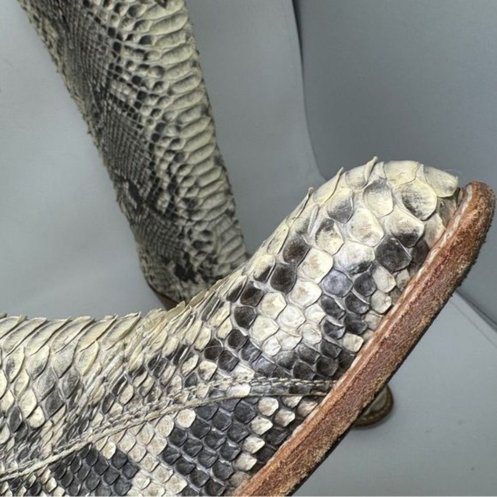 The Frye Company Deborah Pull On cowboy Boots phyton snakeskin goodyear welt 10M - Picture 6 of 16